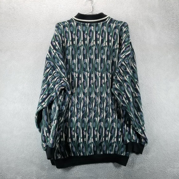 VTG Tundra Canada Bachrach Sweater Mens XL Green Pullover‎ Grandpa Geometric - Picture 2 of 8